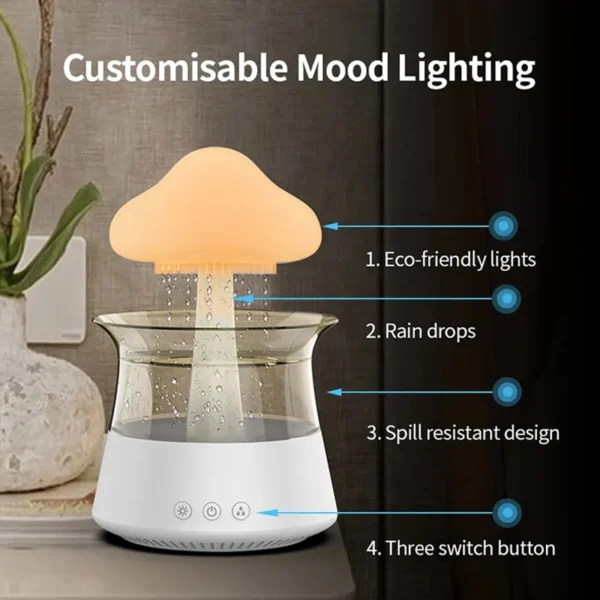 Raining Cloud 7 Colors Night Light Aroma Essential Oil Diffuser H2o water drip rain cloud Mushroom Air Humidifier-8