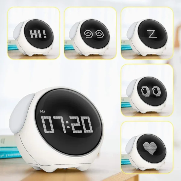 mini smart bluetooth design alarm clock charging voice control night light ring sound alarm clock-11