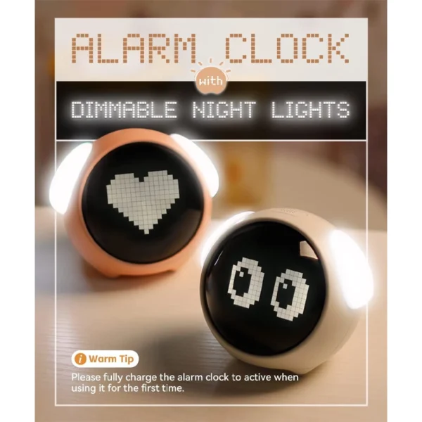 mini smart bluetooth design alarm clock charging voice control night light ring sound alarm clock-12