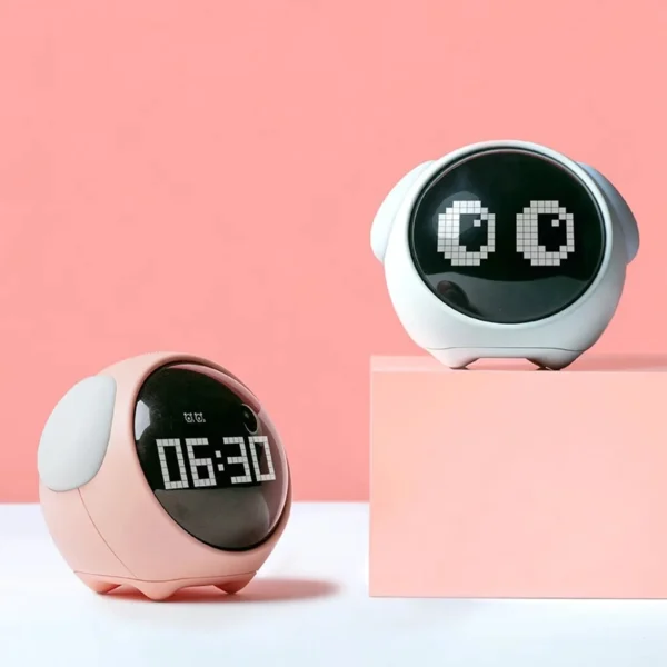 mini smart bluetooth design alarm clock charging voice control night light ring sound alarm clock-2