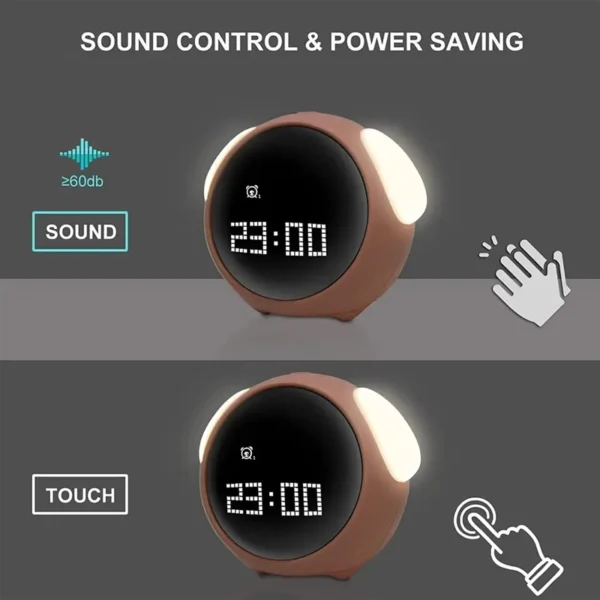 mini smart bluetooth design alarm clock charging voice control night light ring sound alarm clock-8