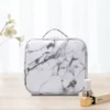 Travel Cosmetic Waterproof Leather Makeup Bag with LED and Mirror - Image 2
