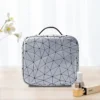 Travel Cosmetic Waterproof Leather Makeup Bag with LED and Mirror - Image 6